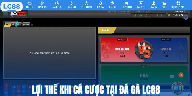 Lợi thế khi cá cược tại đá gà LC88