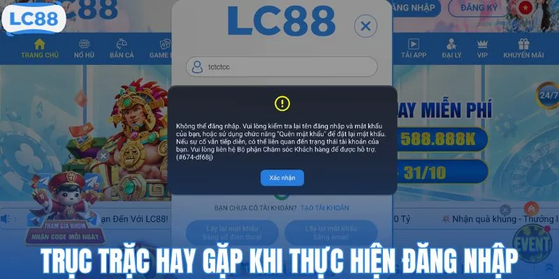Một số trục trặc hay gặp khi thực hiện đăng nhập